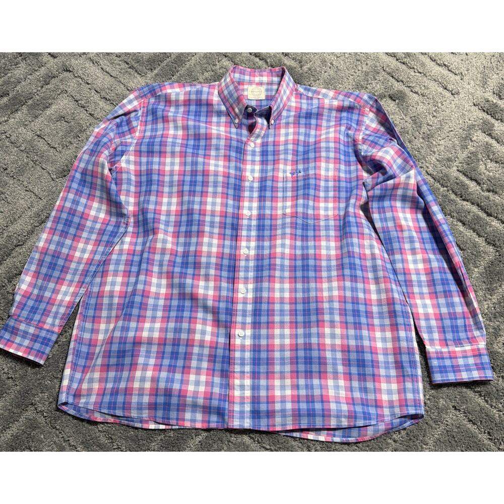Mens Coastal Cotton LS Button Down Plaid Shirt XL Preppy Casual Beach